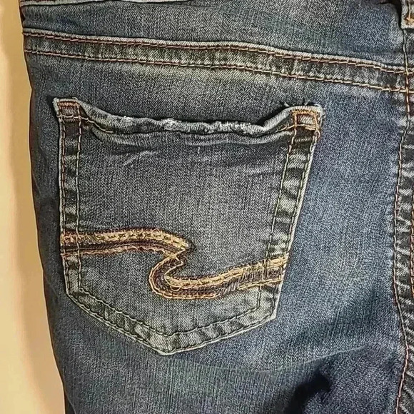 Silver Jeans Shorts Women 29 11 Blue Denim Bermuda Elyse Dark Wash Western Low - Picture 6 of 8